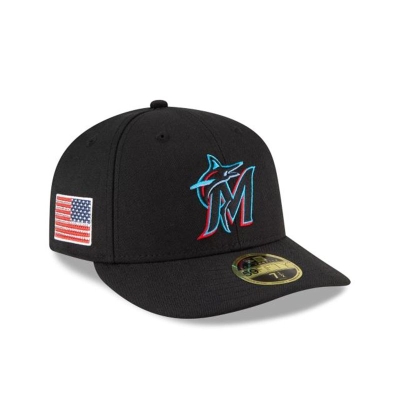 Miami Marlins Gorra | New Era MLB Crystals From Swarovski Flag Low Profile 59fifty Fitted Cap Mexico - Negros